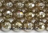 CAA6046 15 inches 6mm faceted round AB-color yellow agate beads