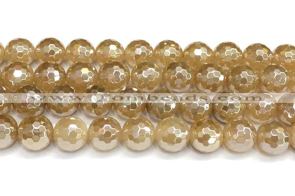 CAA6053 15 inches 12mm faceted round AB-color yellow agate beads