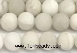 CAA6076 15 inches 6mm round matte white crazy lace agate beads