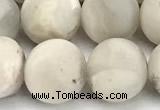 CAA6079 15 inches 12mm round matte white crazy lace agate beads