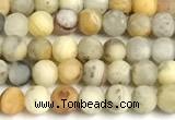 CAA6085 15 inches 4mm round matte yellow crazy lace agate beads