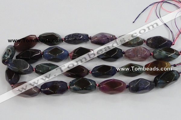 CAA614 15.5 inches 15*30mm faceted nuggets dragon veins agate beads