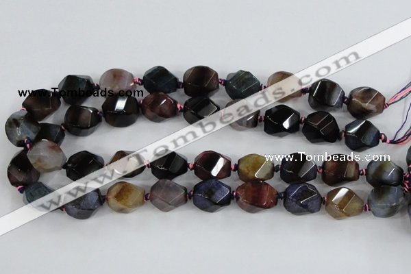 CAA618 15.5 inches 15*20mm faceted & twisted dragon veins agate beads