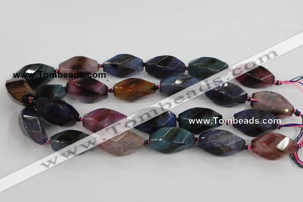 CAA619 15.5 inches 16*30mm faceted & twisted dragon veins agate beads