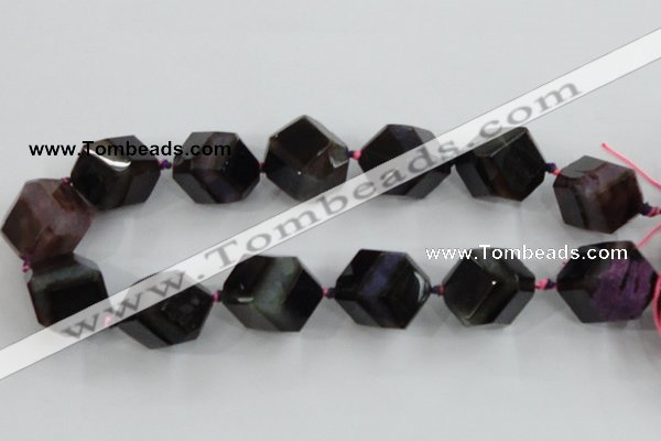 CAA620 15.5 inches 20*20mm faceted cube dragon veins agate beads