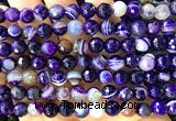 CAA6321 15 inches 8mm faceted round purple banded agate beads