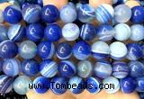 CAA6389 15 inches 12mm round blue banded agate beads wholesale