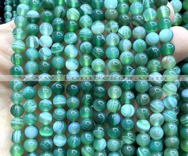 CAA6391 15 inches 6mm round green banded agate beads wholesale