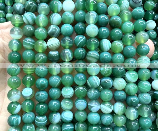 CAA6392 15 inches 8mm round green banded agate beads wholesale