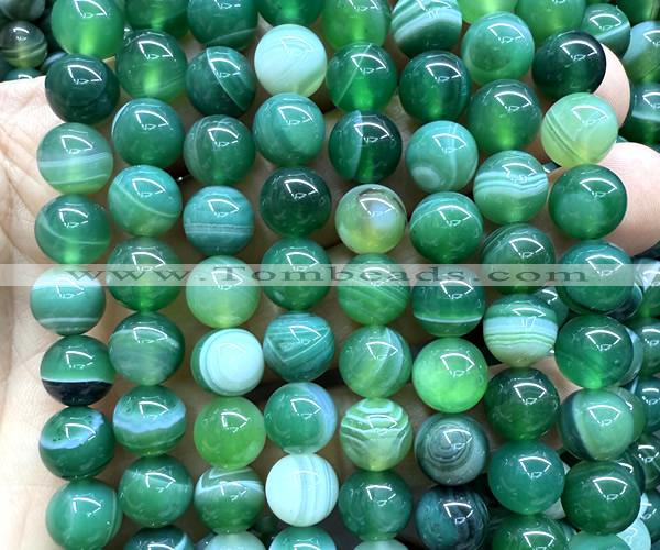 CAA6393 15 inches 10mm round green banded agate beads wholesale