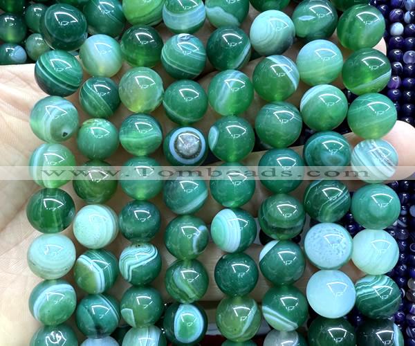 CAA6394 15 inches 12mm round green banded agate beads wholesale