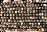 CAA6395 15 inches 4mm round coffee banded agate beads wholesale