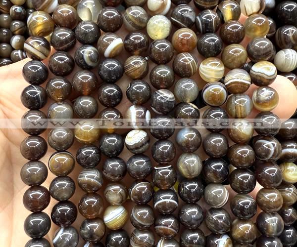 CAA6397 15 inches 8mm round coffee banded agate beads wholesale
