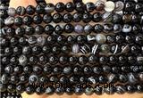 CAA6401 15 inches 6mm round black banded agate beads wholesale