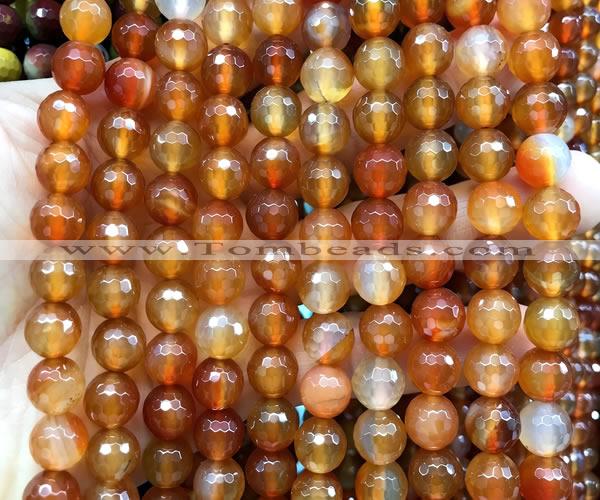 CAA6440 15 inches 8mm faceted round red agate beads wholesale