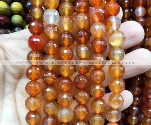 CAA6442 15 inches 12mm faceted round red agate beads wholesale