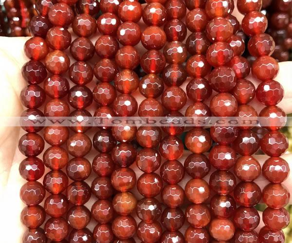CAA6447 15 inches 8mm faceted round red agate gemstone beads