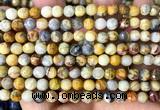 CAA6452 15 inches 4mm faceted round yellow crazy lace agate beads