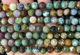 CAA6468 15 inches 8mm faceted round Indian agate beads wholesale