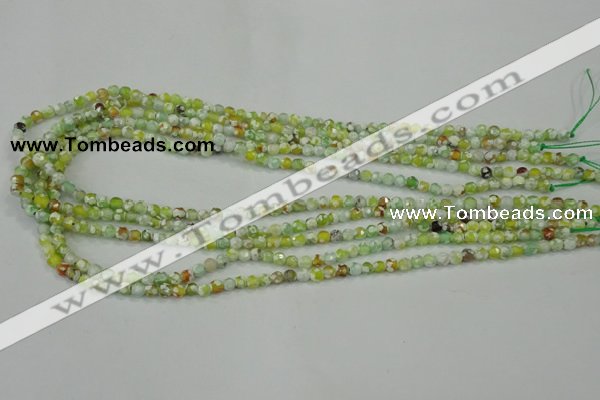 CAA707 15.5 inches 4mm faceted round fire crackle agate beads