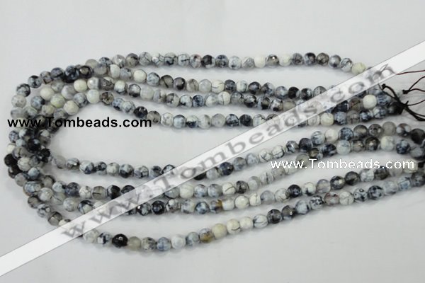 CAA709 15.5 inches 6mm faceted round fire crackle agate beads