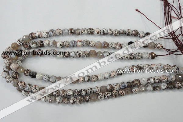 CAA711 15.5 inches 8mm faceted round fire crackle agate beads