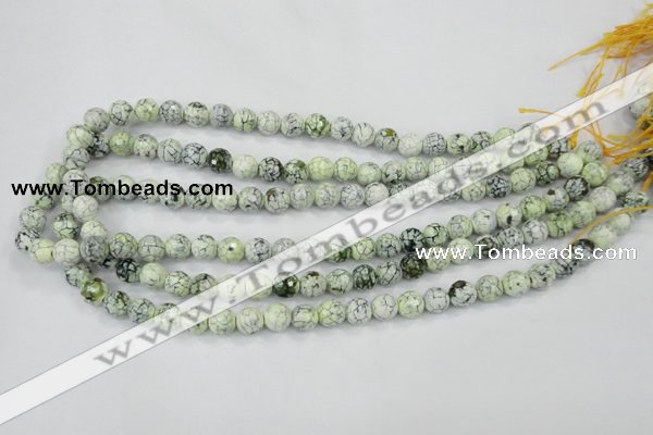 CAA712 15.5 inches 8mm faceted round fire crackle agate beads