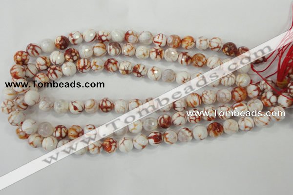 CAA714 15.5 inches 10mm faceted round fire crackle agate beads