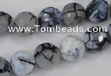 CAA717 15.5 inches 12mm faceted round fire crackle agate beads