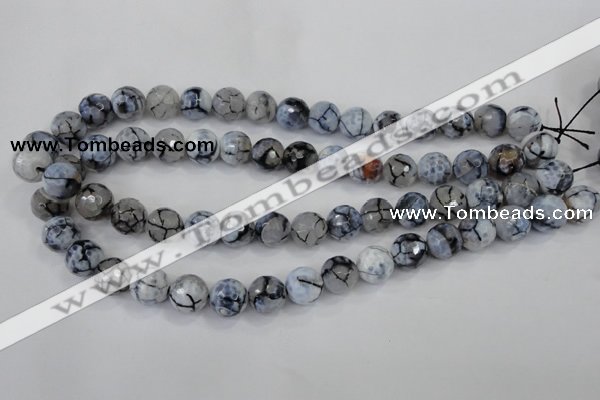 CAA717 15.5 inches 12mm faceted round fire crackle agate beads