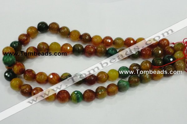 CAA718 15.5 inches 12mm faceted round fire crackle agate beads