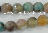 CAA719 15.5 inches 12mm faceted round fire crackle agate beads