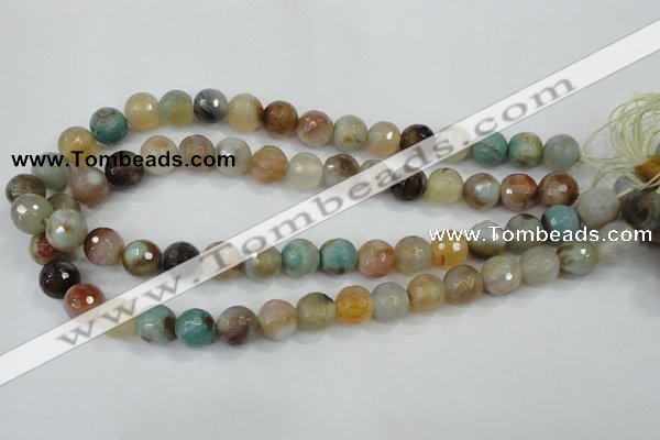 CAA719 15.5 inches 12mm faceted round fire crackle agate beads