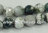 CAA720 15.5 inches 12mm faceted round fire crackle agate beads