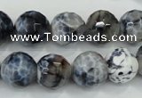 CAA721 15.5 inches 14mm faceted round fire crackle agate beads