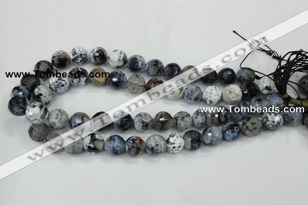 CAA721 15.5 inches 14mm faceted round fire crackle agate beads