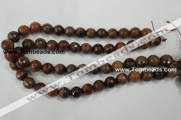 CAA722 15.5 inches 14mm faceted round fire crackle agate beads
