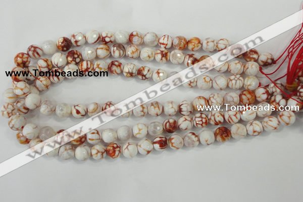 CAA723 15.5 inches 14mm faceted round fire crackle agate beads