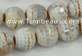 CAA724 15.5 inches 14mm faceted round fire crackle agate beads