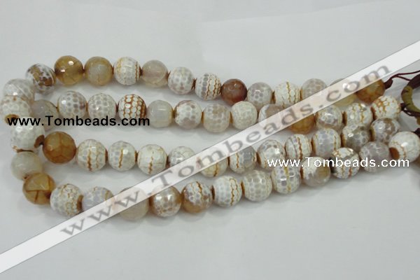 CAA724 15.5 inches 14mm faceted round fire crackle agate beads