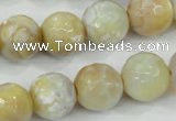 CAA726 15.5 inches 14mm faceted round fire crackle agate beads