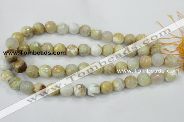 CAA726 15.5 inches 14mm faceted round fire crackle agate beads