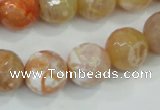 CAA727 15.5 inches 14mm faceted round fire crackle agate beads