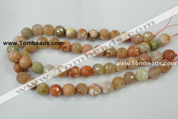 CAA727 15.5 inches 14mm faceted round fire crackle agate beads