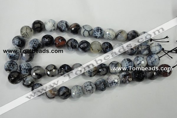 CAA730 15.5 inches 16mm faceted round fire crackle agate beads