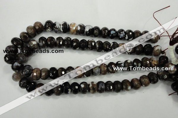 CAA732 10*14mm faceted rondelle fire crackle agate beads