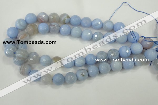 CAA739 15.5 inches 14mm faceted round blue lace agate beads wholesale