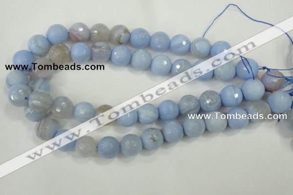 CAA740 15.5 inches 16mm faceted round blue lace agate beads wholesale