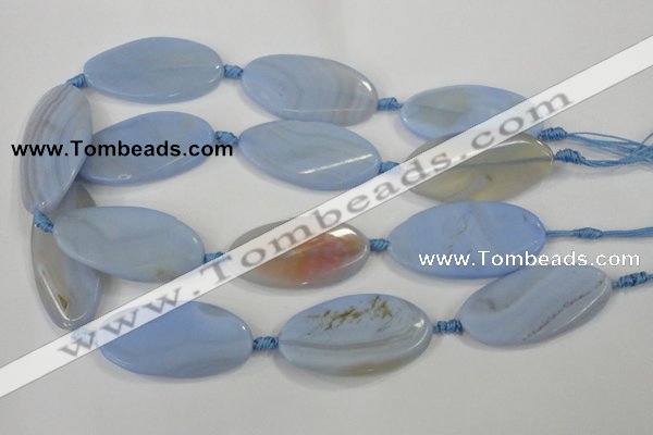 CAA746 15.5 inches 24*48mm twisted oval blue lace agate beads wholesale