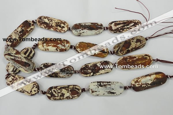 CAA756 15.5 inches 16*40mm rectangle wooden agate beads wholesale